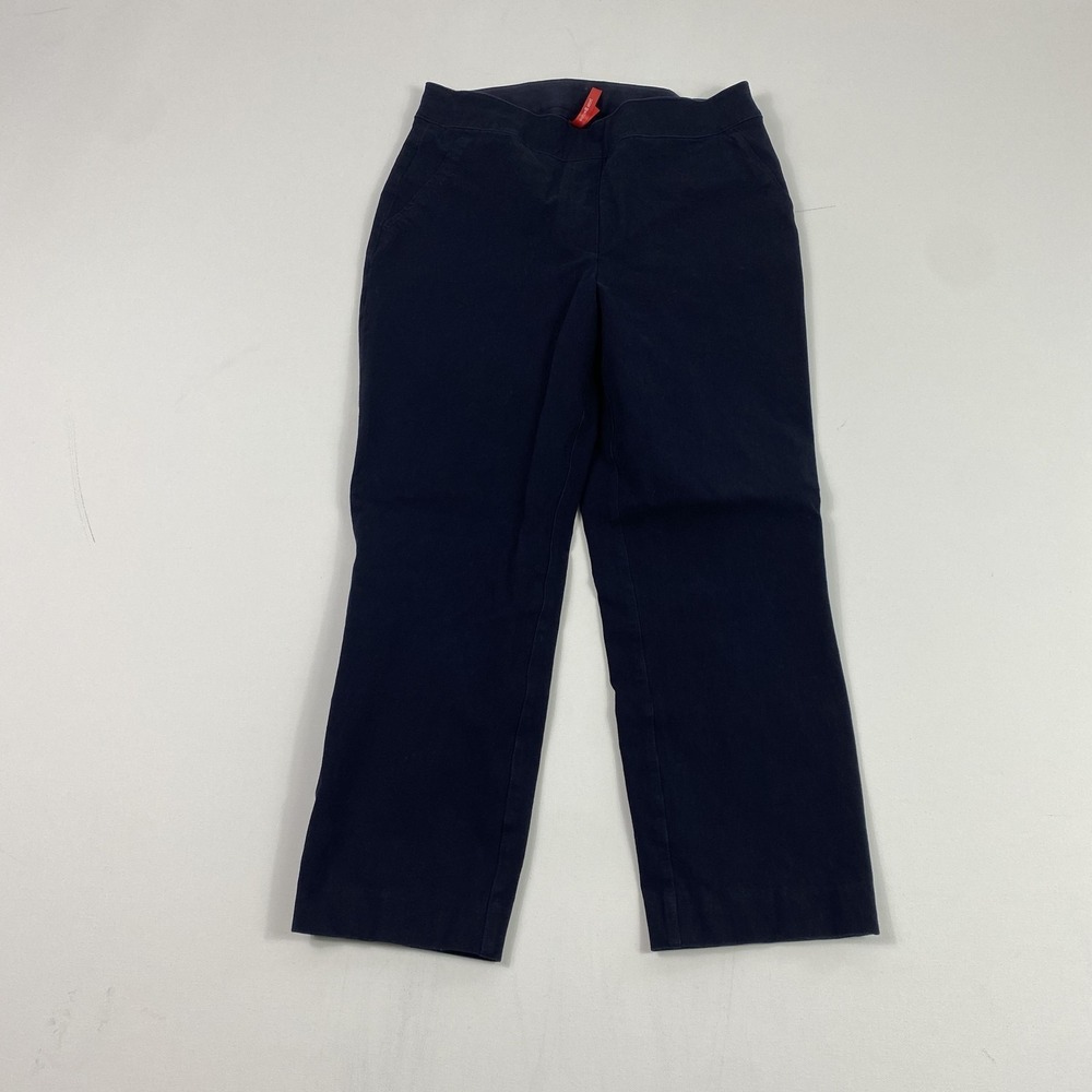 Spanx Pants Womens Small Petite Navy Pull-On Ankle Straight Leg Stretch Pockets